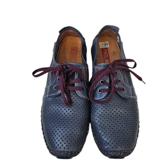 Pikolinos Mens Jerez Perforated Lace Up Leather Sneakers in Blue Azul, Size 41/8 - Picture 9 of 10